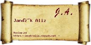 Janák Aliz névjegykártya
